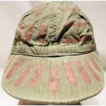WWII War Art USN N-4 HBT Cap with Hand Stenciled Bombs and Ships