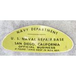 WWII Navy Department Naval Repair Base San Diego California ID Badge