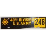Pre-WWII US Army 40th Division Enameled License Plate