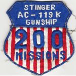 Vietnam US Air Force Stinger AC-119K Gunship 200 Missions Squadron Patch