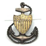 Rare & Unusual US Coast Guard CPO Visor Cap Insignia, silver anchor and gilt shield