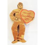 WWII era Hand Carved Painted Soldier Camp Crowder Sweetheart Pin