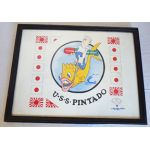 WWII era US Navy framed artist rendering of the USS Pintado Kill Flag