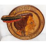 WWII Kansas 1943 Indian Head Wooden Carving By A German POW