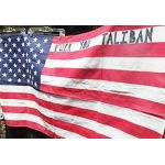 Early 2000's Forward Operating Base Afghanistan American Flag with "Fuck you Taliban" Art