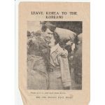 Korean War era Leave Korea to the Koreans Propaganda Leaflet​