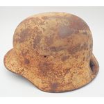 WWII M40 Snow Camouflaged Battle Damaged German Helmet.