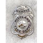 Highland, Illinois Fire Department Member Badge
