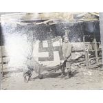 WWII Two GI's Holding Captured German Flag Photo