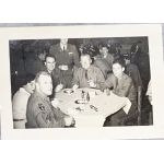WWII Army Soldiers Sitting Around Table With One Sgt Having A 2nd Marine Division Patch On Shoulder
