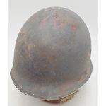 US Navy marked WWII M1 Helmet and Liner Front seam, Fixed bale with Hawley liner