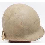Late war WWII M1 Helmet and Liner Rear seam, Swivel bale Schlueter Stamped