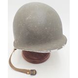 Early war WWII M1 Helmet and Liner Front seam, Fixed bale