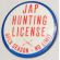 WWII Japanese Hunting License 3 1/2" Pin Back