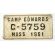1950s Camp Edwards Car License Plate