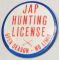 WWII Japanese Hunting License 3 1/2" Pin Back